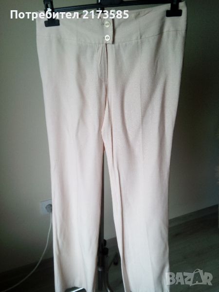 Дамски светло-бежев прав панталон, снимка 1