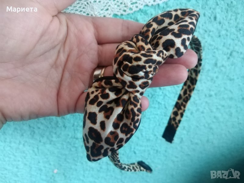 Леопардова Диадема Диадема С Панделка Ръчна Изработка Аксесоари за коса Диадема в леопардово, снимка 1