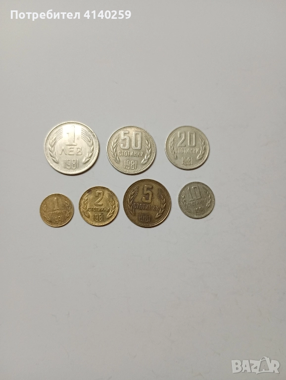БЪЛГАРСКИ МОНЕТИ ЛОТ 1981 Г , снимка 1