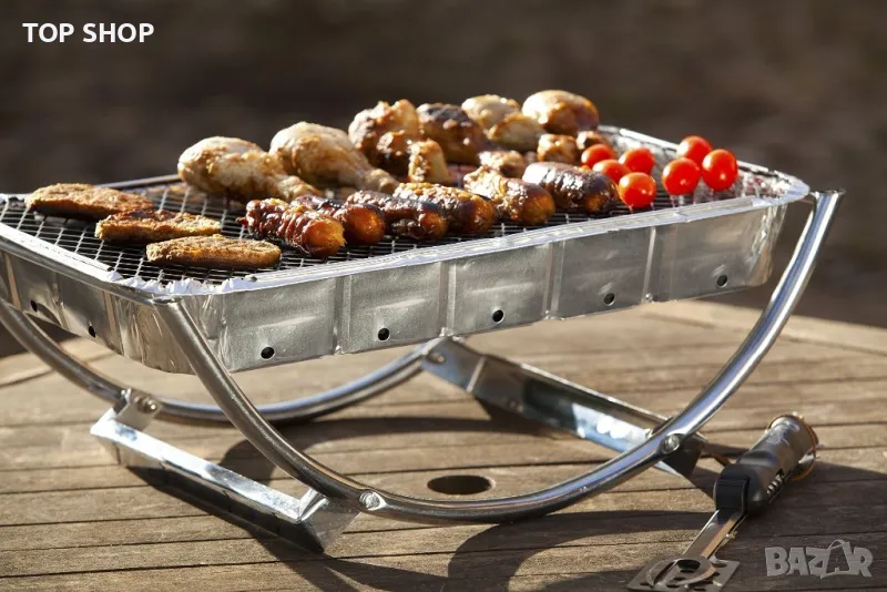 Asado Grill BBQ Dual Преносимо Барбекю,двойна стоманена рамка за незабавна скара/дървени въглища, снимка 1