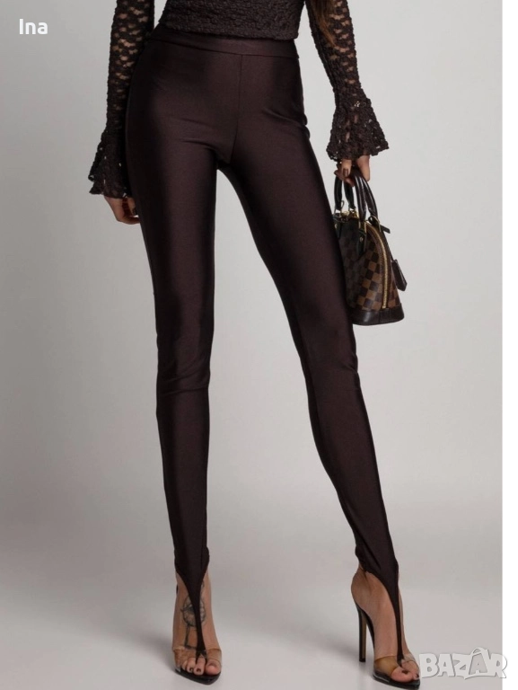 Дамски ефектен клин  Кафяв ликра модерен клин, снимка 1