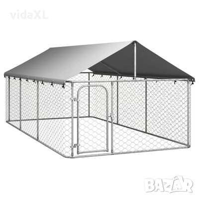 vidaXL Дворна клетка за кучета с покрив, 400x200x150 см（SKU:171499, снимка 1