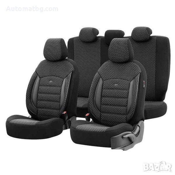 Тапицерия за седалки Automat, 11 части, Черен със сив кант, снимка 1
