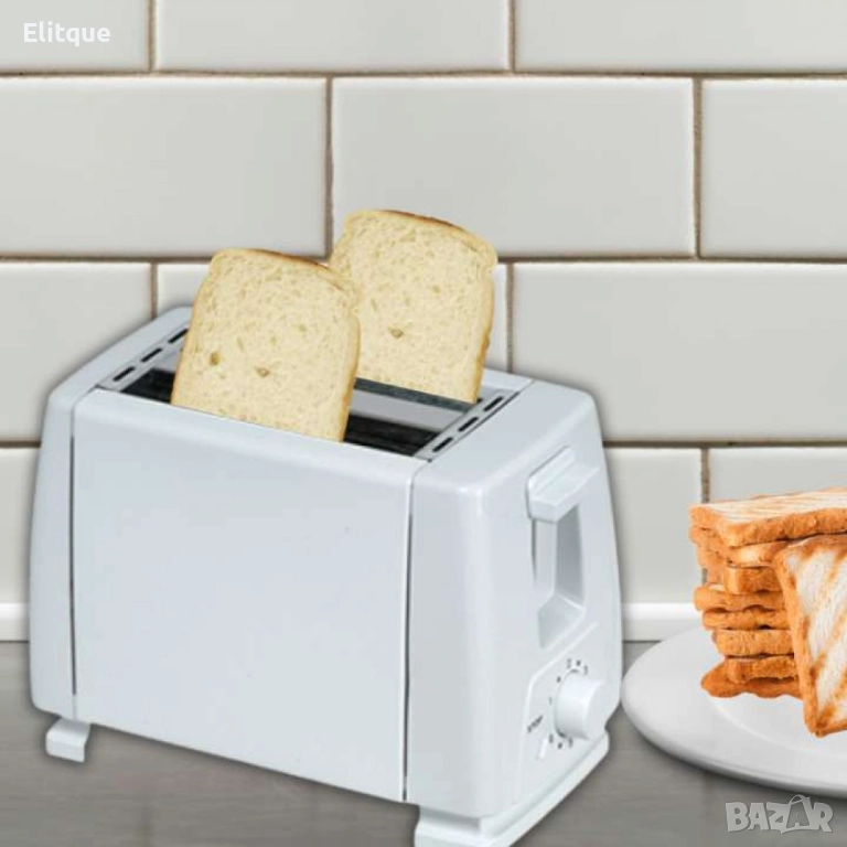 Тостер за хляб, 750W, 2 филийки, б степени, Бял, снимка 1
