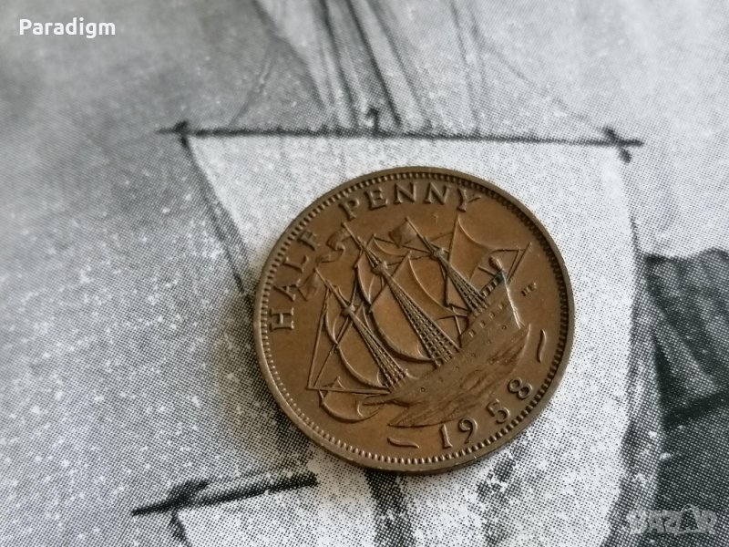 Монета - Великобритания - 1/2 (половин) пени | 1958г., снимка 1