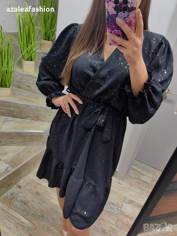 Черна рокля с блясък, снимка 1