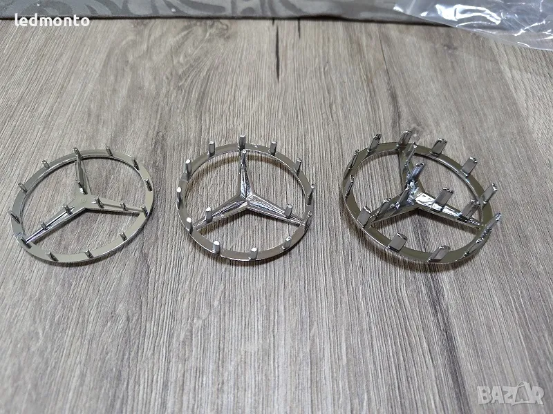 Емблема за волан Mercedes-Benz 52мм/57мм хром W166 W212 W213 W246 W176 W177 W205 C180 W167, снимка 1
