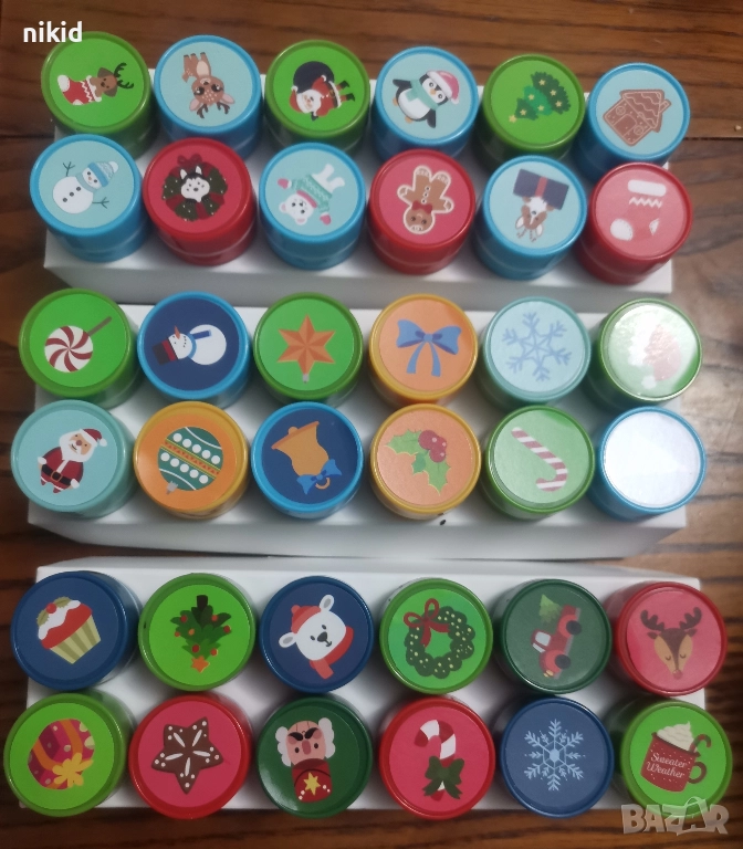 12 бр сет печати печата печат Коледни снежинка елха Дядо Коледа  печатчета, снимка 1