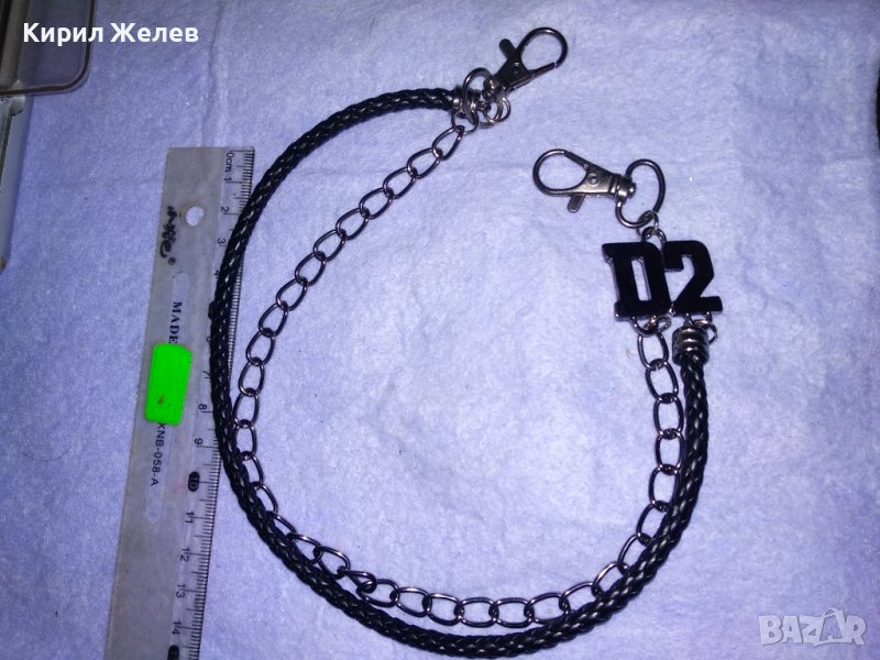 D-2 ФЕШЪН РОКАДЖИЙСКИ СТИЛ ВЕРИЖКА за КОЛАН МЕТАЛ и ЕКО - КОЖЕНА ОПЛЕТКА 35382, снимка 1