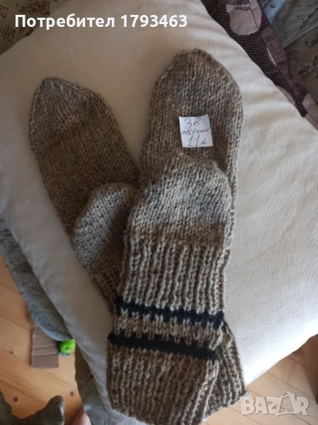 Ръчно плетени мъжки чорапи размер 38 от вълна, снимка 1