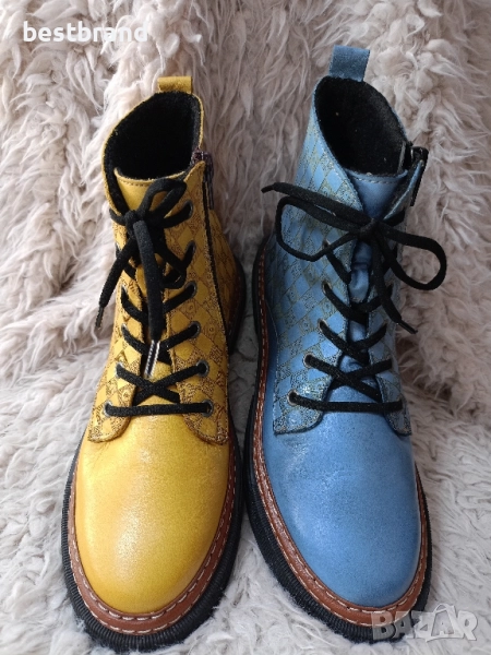 Дамски боти от естествена кожа,с цип и ластични връзки,код 66/135, снимка 1