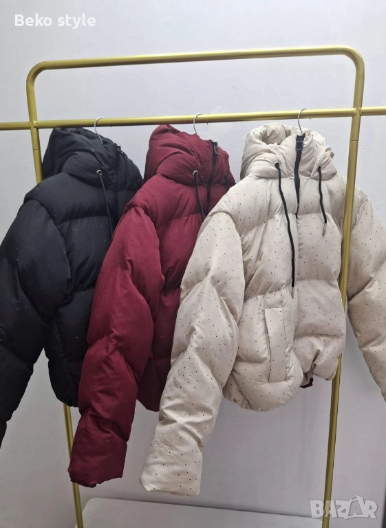 Дамско Зимно яке с камъчета, снимка 1