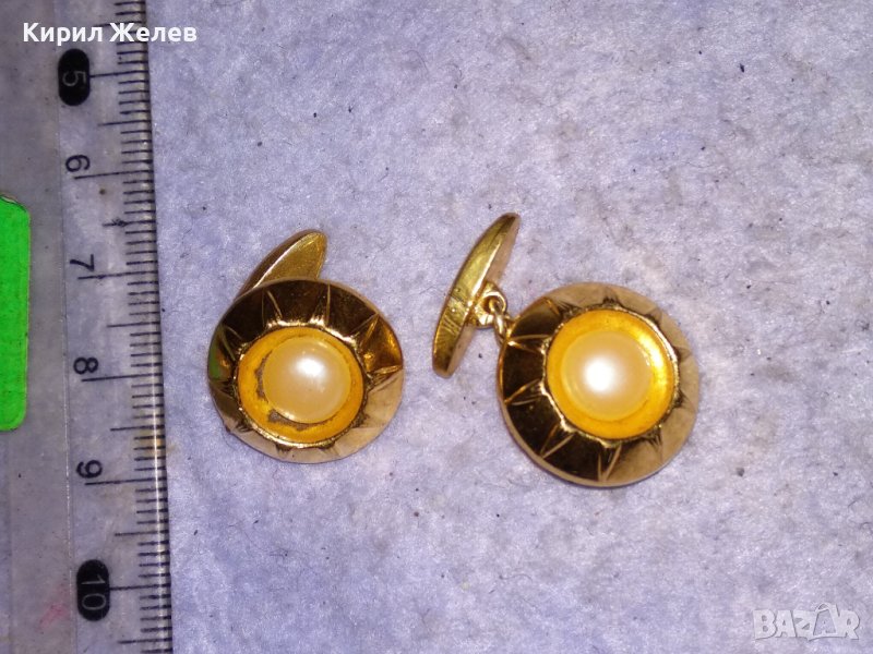 СТАРИННИ ПОЗЛАТЕНИ МЕДНИ ПЕРЛЕНИ БУТОНЕЛИ РЕТРО КОПЧЕТА за РЪКАВЕЛИ 38472, снимка 1