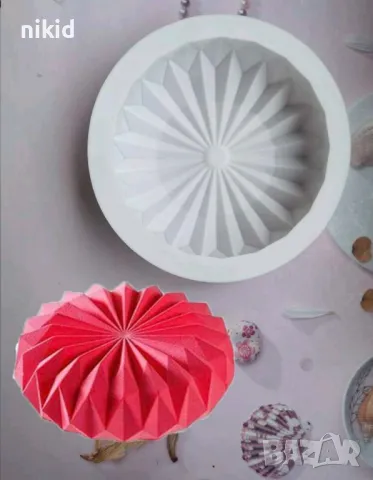 Оригами триъгълници  кръг кръгла силиконова форма силиконов молд за кекс сладкиш десерт, снимка 3 - Форми - 50040201