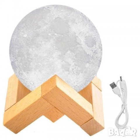 Нощна лампа с формата на луна, снимка 1 - Лед осветление - 39676516