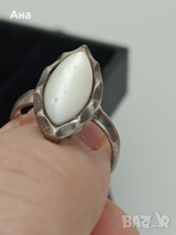 Красив сребърен пръстен със седеф # ГР50, снимка 1 - Пръстени - 44404354