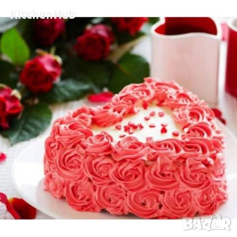 Комплект от 5 броя закопчаващи се тефлонови тави за печене - Сърце, снимка 3 - Съдове за готвене - 52122825