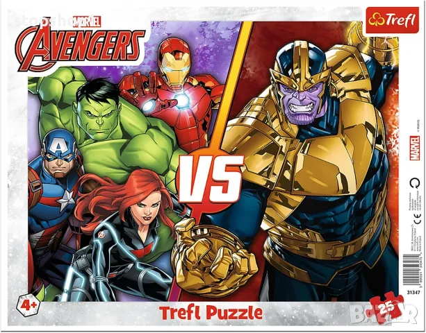 Trefl - Marvel The Avengers, Непобедимият отбор на Avengers - Пъзел с рамка за малки, 25 големи час