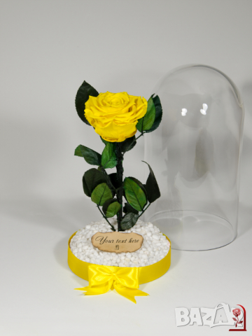 Вечна роза в ГОЛЯМА стъкленица / Оригинален Подарък за Жена / Подарък за Приятелка/ Жълта Вечна Роза, снимка 2 - Подаръци за сватба - 36455119