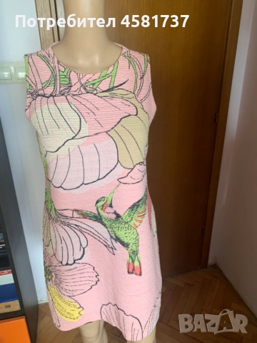 Рокля с тропически десен с колибри Desigual, размер М