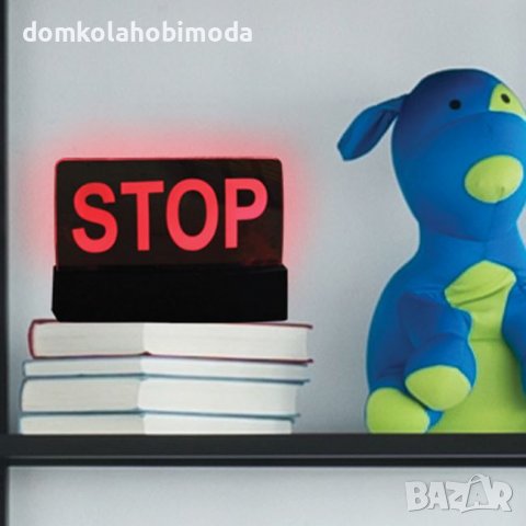 Светеща табела STOP, 18х3х12см, с 3 AA батерии, снимка 3 - Друга електроника - 39229557