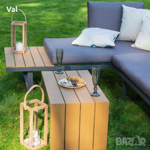 Градински комплект KANZA - модулен ъглов диван от алуминий с удобни възглавници и маса, снимка 9 - Градински мебели, декорация  - 53643479