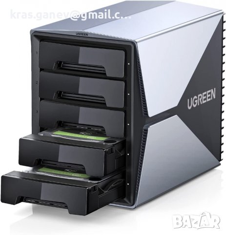 UGREEN RAID Кутия за твърд диск 5 Bay Raid Enclosure Докинг станция за 3,5 / 2,5 инча HDD SSD Кутия 