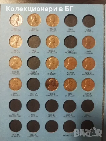 АЛБУМ С МОНЕТИ 1 ЦЕНТ-САЩ  "LINCOLN CENT 1941-1974" /виж описанието/, снимка 6 - Нумизматика и бонистика - 55902100