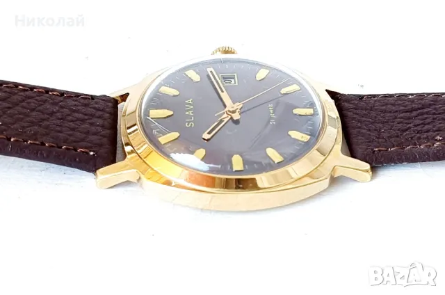 Slava Слава позлатен мъжки механичен часовник с ръчно навиване, снимка 3 - Мъжки - 50043137