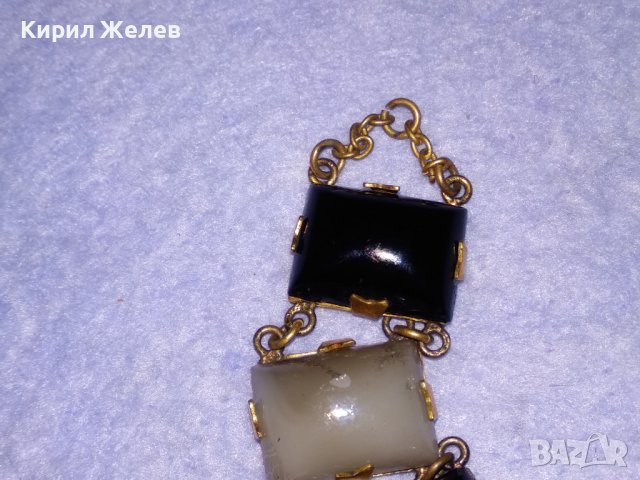 СТАРИННА СКЪПОЦЕННА БРОНЗОВА РЕТРО АРТ ДЕКО ГРИВНА с ДЕБЕЛА ПОЗЛАТА и ШЛИФОВАНИ КАМЪНИ ЯСПИС 38654, снимка 11 - Антикварни и старинни предмети - 41638355