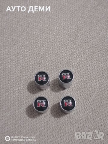 Качественни не ръждаем метал хром капачки за вентили винтили с емблеми на Нисан Nissan GTR кола джип