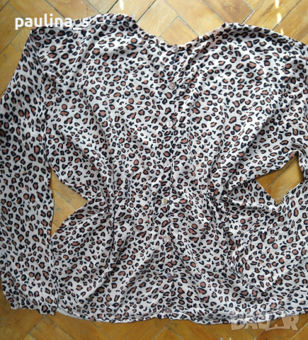 Дизайнерска блуза в леопардова шарка "ellos"® / много голям размер , снимка 3 - Блузи с дълъг ръкав и пуловери - 36237665