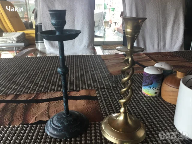 свещник месинг 12 € запазен, снимка 3 - Декорация за дома - 56211449