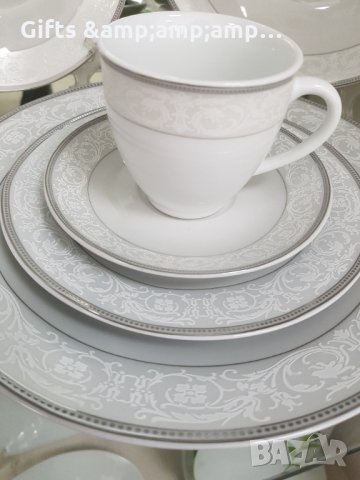 Порцеланов сервиз за храна  със златен или със сребърен кант - 19 части, снимка 6 - Сервизи - 34353220