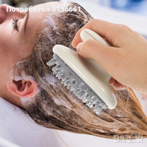 Масажор за коса, Силиконова  Четка за масаж и измиване на скалпа с шампоан, снимка 4 - Продукти за коса - 41819790