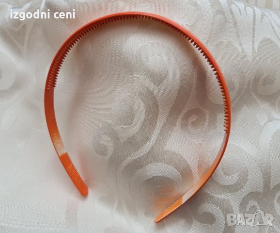Пластмасова тънка оранжева диадема, снимка 4 - Аксесоари за коса - 35758496