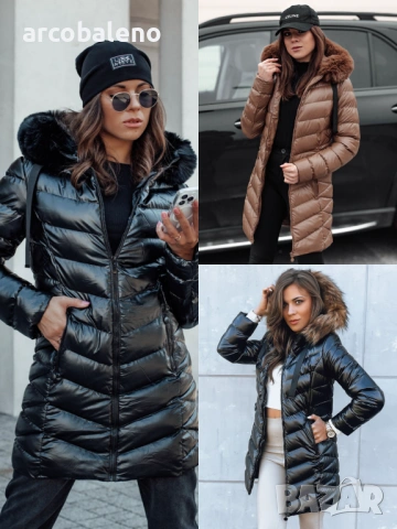 Дамско ватирано зимно яке с качулка CRYSTAL, 3цвята 