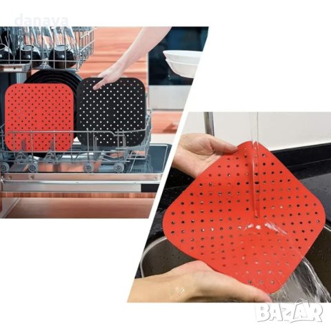 3917 Силиконова подложка за Air Fryer, квадрат, снимка 8 - Съдове за готвене - 41842758