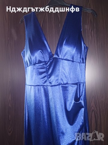 Сатенена рокля ,турско синйо,дълга, снимка 1 - Детски рокли и поли - 42656267