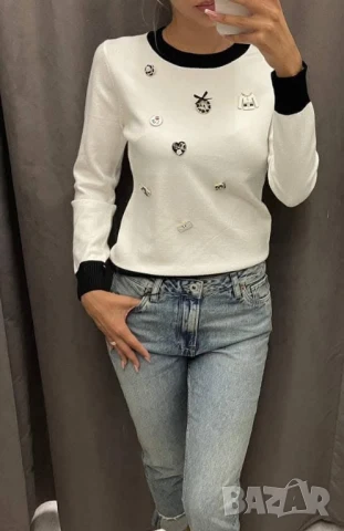 пуловер от машино плетиво с брошка 