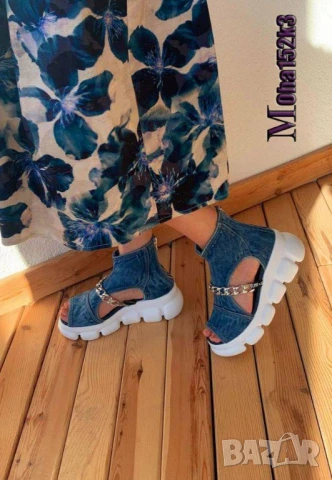 сандали деним на платформа , снимка 2 - Сандали - 51004278