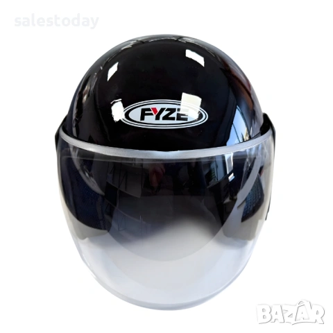 Каска за мотор със слюда, универсален размер, черен гланц