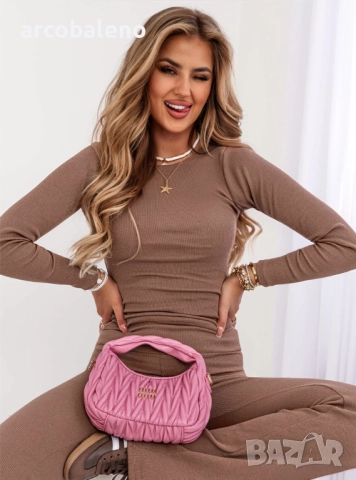 Дамски комплект блуза и панталони Logan с оребрена материя, 4цвята , снимка 13 - Комплекти - 51897913