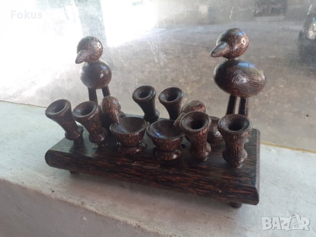 Интересна дървена мастилница с пиленца, снимка 2 - Антикварни и старинни предмети - 42181829
