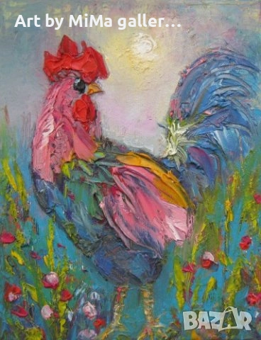 Петел, петли, петлета, rooster painting - Мима / Art by MiMa,  paintings, снимка 4 - Картини - 31513632