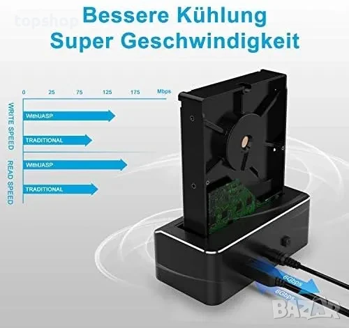 НОВА RSHTECH RSH-338H Алуминиева USB 3.0 докинг станция 2.5, 3.5" SATA III HDD, SSD 6 Gbps - 16TB..., снимка 8 - Кабели и адаптери - 50556782