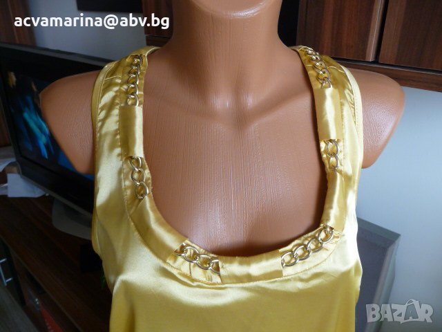 жълта рокля сатен размер М, снимка 4 - Рокли - 41160852