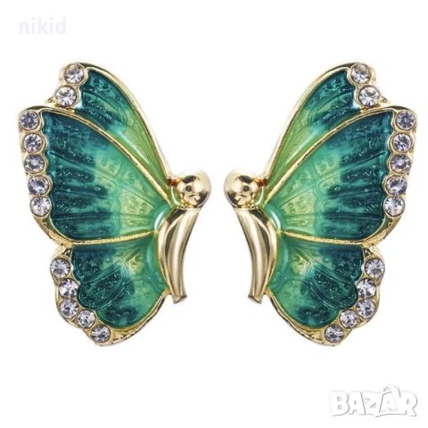 Нежни дамски обеци обици пеперуда пеперуди, снимка 3 - Обеци - 41519882