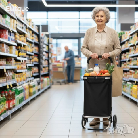 Количка за пазаруване – 40 л, водоустойчива, лека и удобна с 2 колела