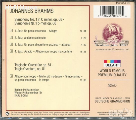 Brahms Jahr-Symphony 1-Tragic Overture, снимка 2 - CD дискове - 34602601